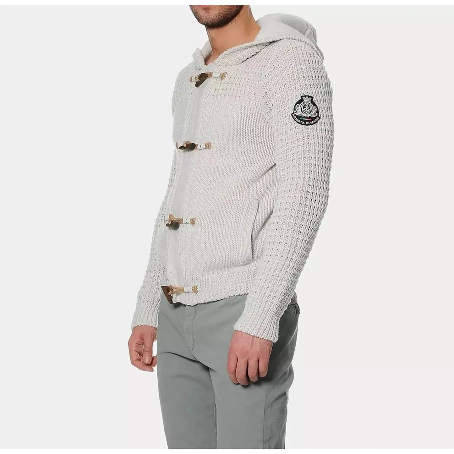 Armata Di Mare Beige Hooded Knit Cardigan with Logo Detail beige-acrylic-sweater stock_product_image_14555_204767145-19-9d71f6fb-45b.webp