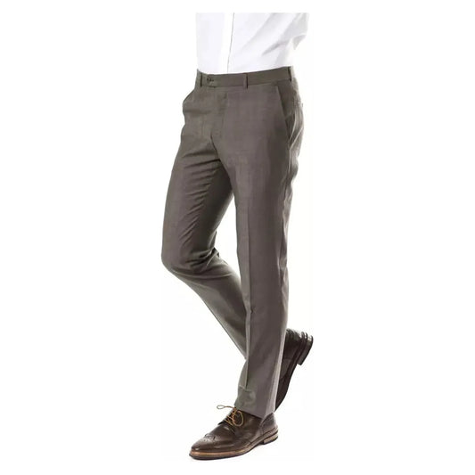 Uominitaliani Elegant Gray Woolen Suit Pants - Drop 7 Cut u-jeans-pant-5