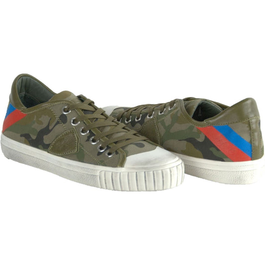 Philippe Model Gare L U Bandes Camou Vert Leather Sneakers green-leather-sneakers-7 stock_product_image_1845_1330711535-4dfaf43f-435.jpg