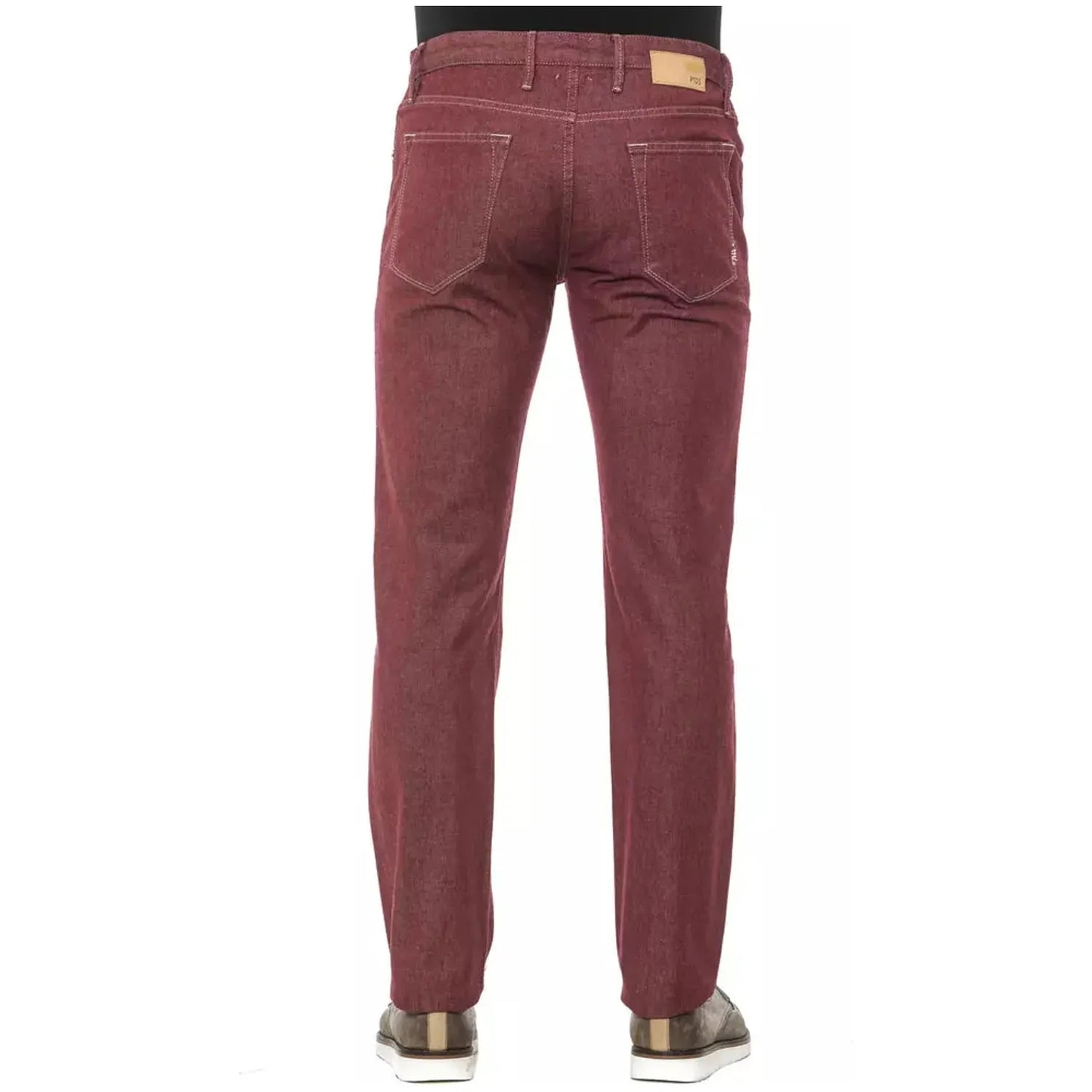 PT Torino Elegant Super Slim Burgundy Trousers burgundy-cotton-jeans-pant-4