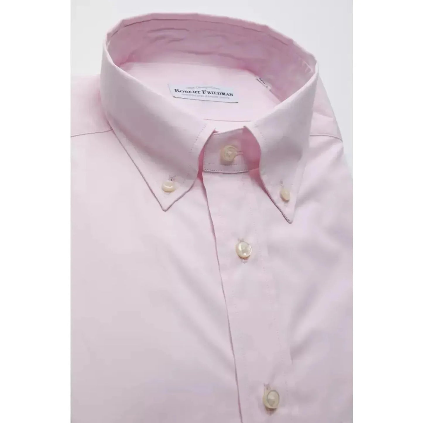 Robert Friedman Elegant Pink Cotton Button-Down Shirt pink-cotton-shirt-6