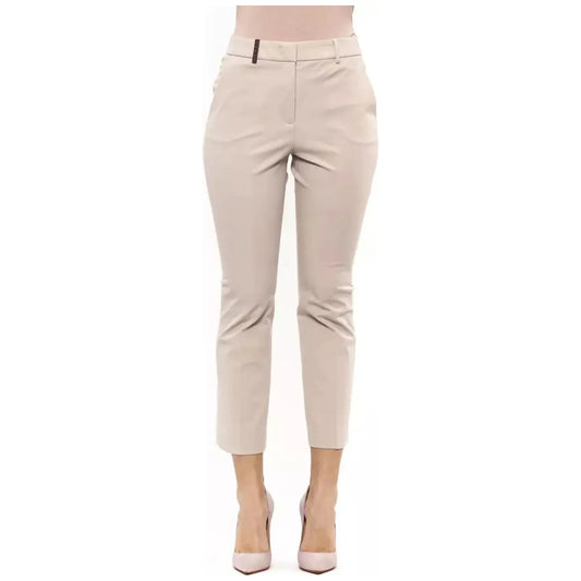 Peserico Elegant Beige Stretch Slim Trousers beige-jeans-pant-58 Jeans & Pants