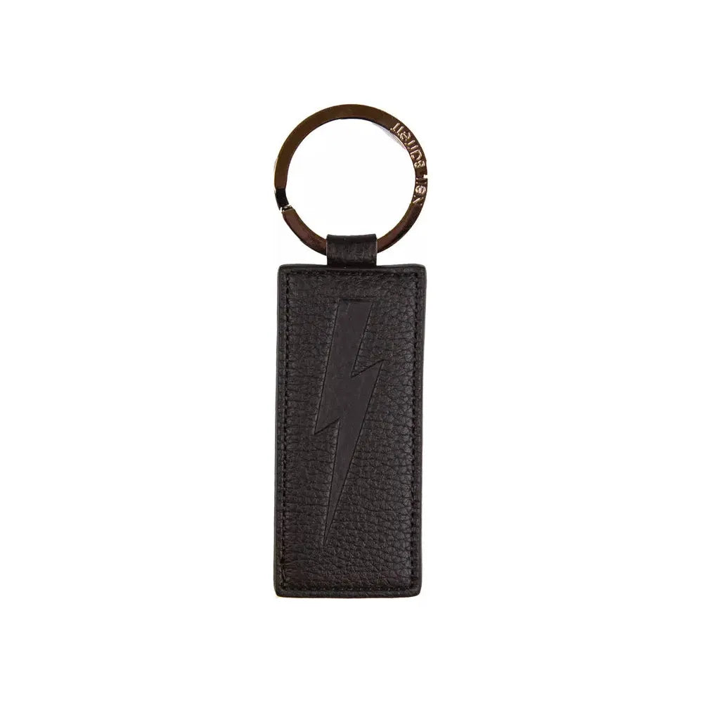 Sleek Black Leather Keychain for Men Neil Barrett