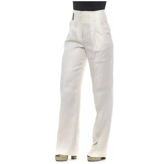 Peserico Beige/White Flax Jeans & Pants beige-white-flax-jeans-pants