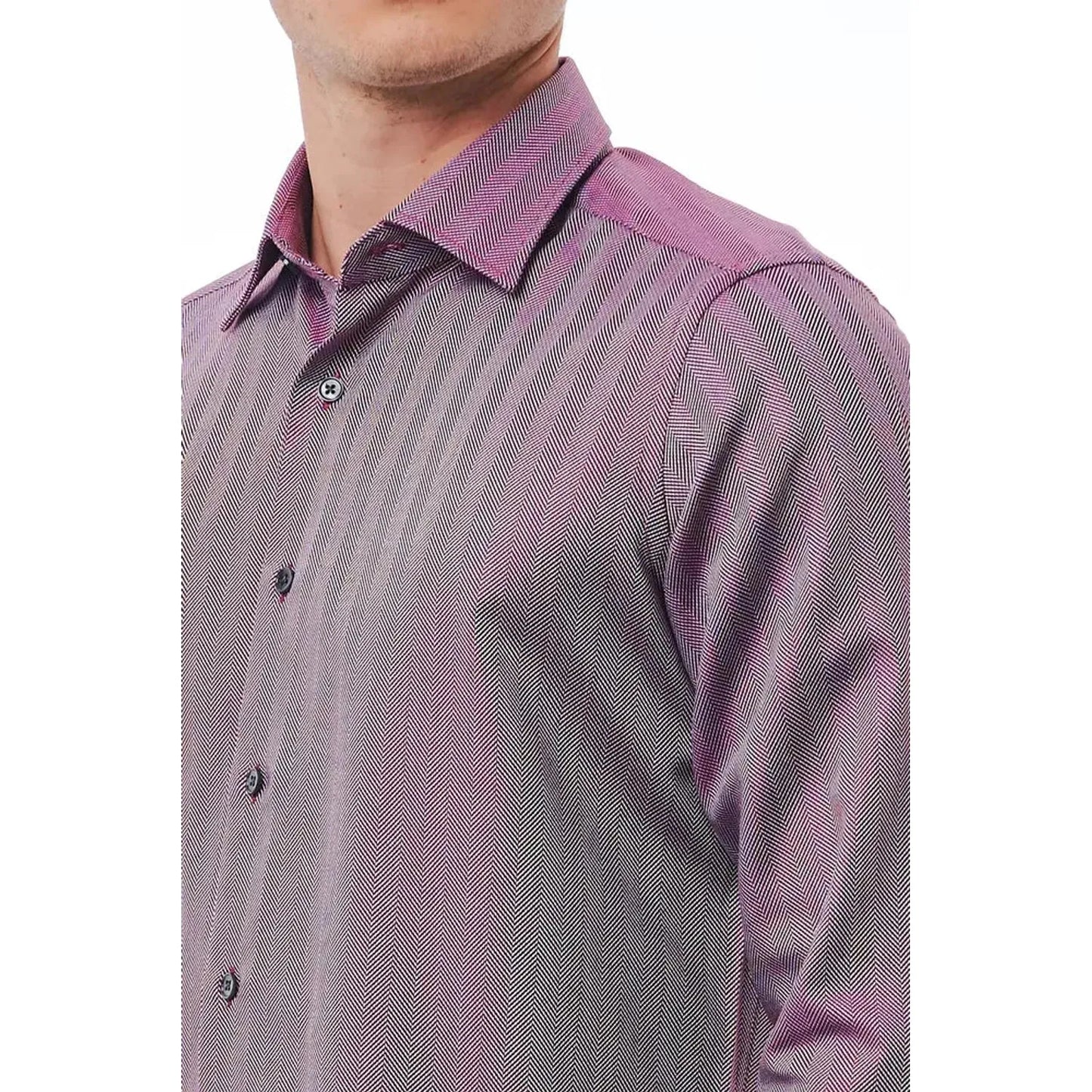 Bagutta Elegant Burgundy Italian Collar Shirt burgundy-cotton-shirt