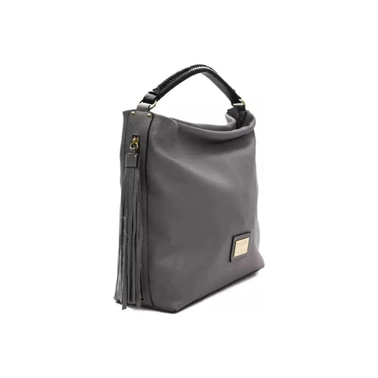 Pompei Donatella Chic Gray Leather Shoulder Bag gray-leather-shoulder-bag-2 WOMAN SHOULDER BAGS