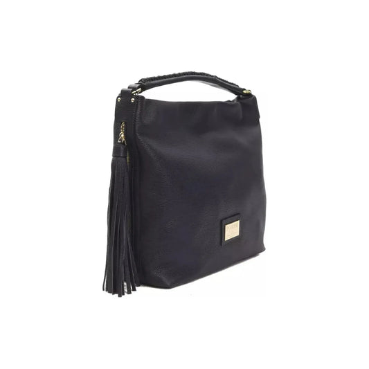 Pompei Donatella Chic Gray Leather Shoulder Bag with Logo Detail gray-leather-shoulder-bag-3 WOMAN SHOULDER BAGS