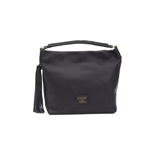 Pompei Donatella Chic Gray Leather Shoulder Bag with Logo Detail gray-leather-shoulder-bag-3 WOMAN SHOULDER BAGS