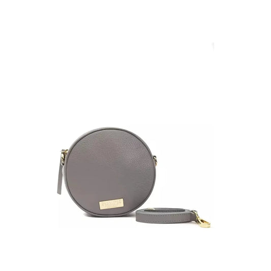 Pompei Donatella Chic Gray Leather Oval Crossbody Bag gray-leather-crossbody-bag-1 Crossbody Bag