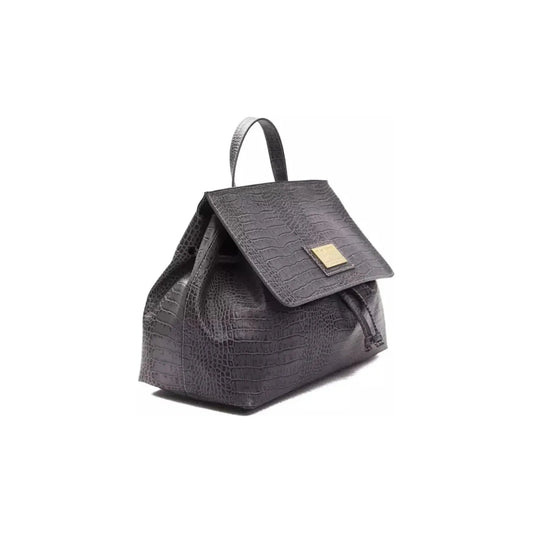 Pompei Donatella Convertible Croc-Print Leather Handbag gray-leather-handbag