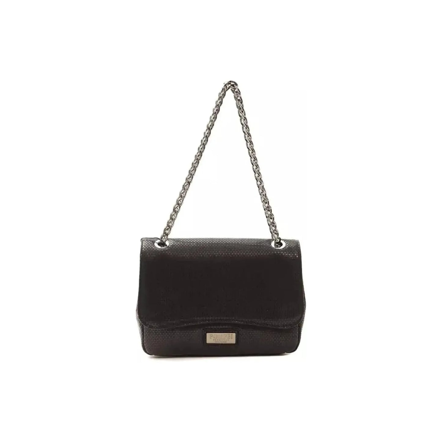 Pompei Donatella Elegant Black Leather Crossbody Bag nero-black-crossbody-bag